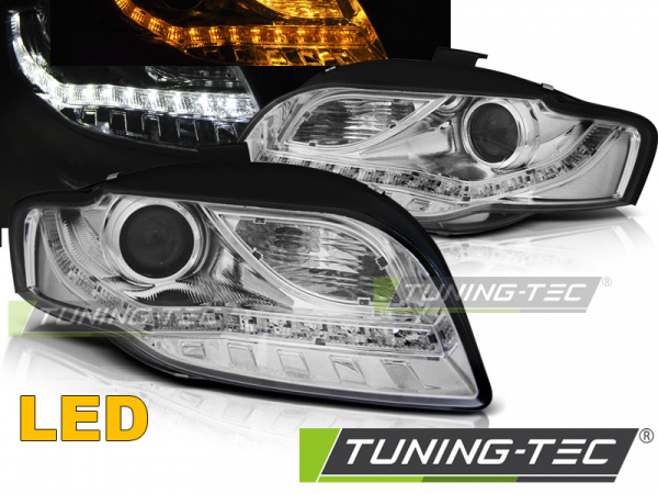 LED Tagfahrlicht Design Scheinwerfer für Audi A4 B7 05-08 chrom